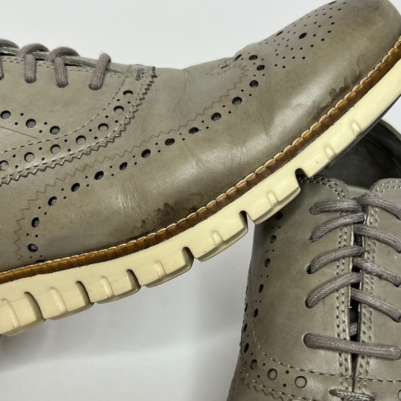 Cole Haan Zerogrand Gray Leather Wingtip Oxfords Mens 10M US - Picture 5 of 11